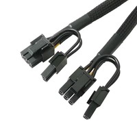 Câble d'alimentation double GPU 8 broches 22 cm, adaptateur PCI-E 6 broches vers 2x8 (6+2) broches avec gaine en peau de serpent pour cartes graphiques