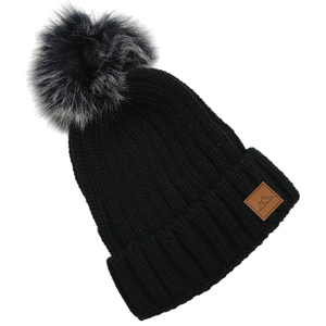 <span class=keywords><strong>Bonnet</strong></span> avec <span class=keywords><strong>pompon</strong></span> en fausse fourrure pour femmes et filles, hiver, logo personnalisé, doublure en polaire acrylique, tricot côtelé - Product Image 3