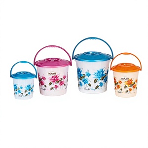 Nduro Plastic <b>Storage</b> Buckets With Lids Round Colorful Airtight Food Containers For Kitchen Use <b>3</b>-20L Capacity Set Of 4 - Product Image 1