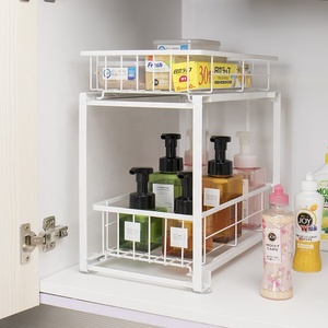 Organisateur et rangement sous l'évier, organisateur coulissant à 2 niveaux en métal, organisateur extractible, organisation pour la cuisine et les salles de bain - Product Image 3