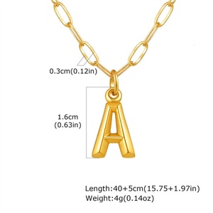 Collar de cadena de eslabones tipo clip con cierre OT simple para mujer, con colgante de letra, collar minimalista con inicial del alfabeto - Product Image 6