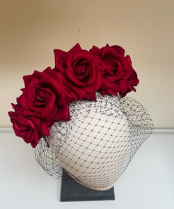 Diadema de Rosa Roja de Halloween, Flor de Terciopelo con Velo, Diadema para Mujeres y <span class=keywords><strong>Niñas</strong></span>, Decoraciones para el Cabello para Fiestas de Halloween - Product Image 4