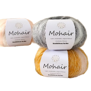 <span class=keywords><strong>Pelote</strong></span> <span class=keywords><strong>de</strong></span> fil fantaisie 25g en mohair et <span class=keywords><strong>laine</strong></span> mélangés, teint en dégradé, anti-bactérien, filé à l'anneau 16-36nm, pour chapeaux tissés faits main DIY - Product Image 1