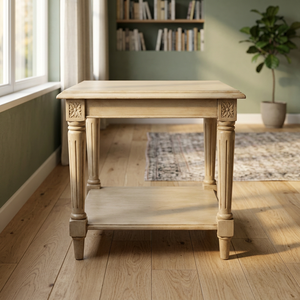 Mesa de Centro Tradicional de Madera Maciza con Estante de Almacenamiento, Estilo Antiguo, Muebles para Sala de Estar - Product Image 5
