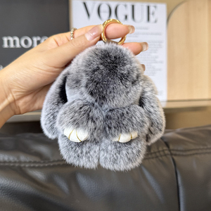 Umoo - Llavero <span class=keywords><strong>de</strong></span> Peluche Suave con Forma 3D <span class=keywords><strong>de</strong></span> Conejo Rex Auténtico, 10 cm, Colgante Decorativo para Bolsos - Product Image 3