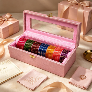Luxury Bangle Display <b>Box</b>, Flip Lid Design with <b>Bracelet</b> Cushion Roller, Jewelry Storage Case <b>for</b> Ethnic Bangles and Collection - Product Image 4