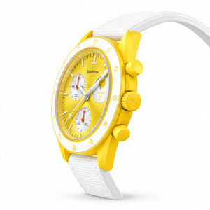 Montre sport de luxe Sparktime Taurus Zodiac, boîtier en plastique jaune 40 mm, cadran numérique, phase de lune, bracelet en nylon, unisexe, quartz, tendance - Product Image 4