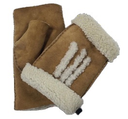 <span class=keywords><strong>Gants</strong></span> en cuir de mouton double face en <span class=keywords><strong>laine</strong></span> mérinos espagnole sans doigts pour femmes, fourrure de mouton bouclée, mitaines pour l'hiver, support personnalisé - Product Image 2