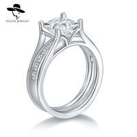 Nouvelle bague empilable en moissanite taille princesse de 6,5 mm pour femmes, argent S925 plaqué platine 18 carats, tendance, anniversaire, 2025