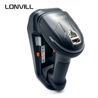 LONVILL DPM - Décodeur longue portée 100M BT 5.0 - Scanner sans fil double portée avec base flexible pour montage mural ou sur bureau