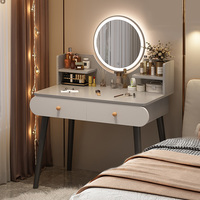 Coiffeuse d'angle compacte et abordable pour petite princesse, avec tiroirs, pour maquillage, avec miroir et lumières