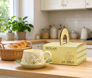 Set Tazza da Caffè in Ceramica con Piattino, Decorazione Floreale Antica, Tazza da Tè in Porcellana per Bomboniere Matrimonio, Regalo di Compleanno per Coppie - Product Image 5