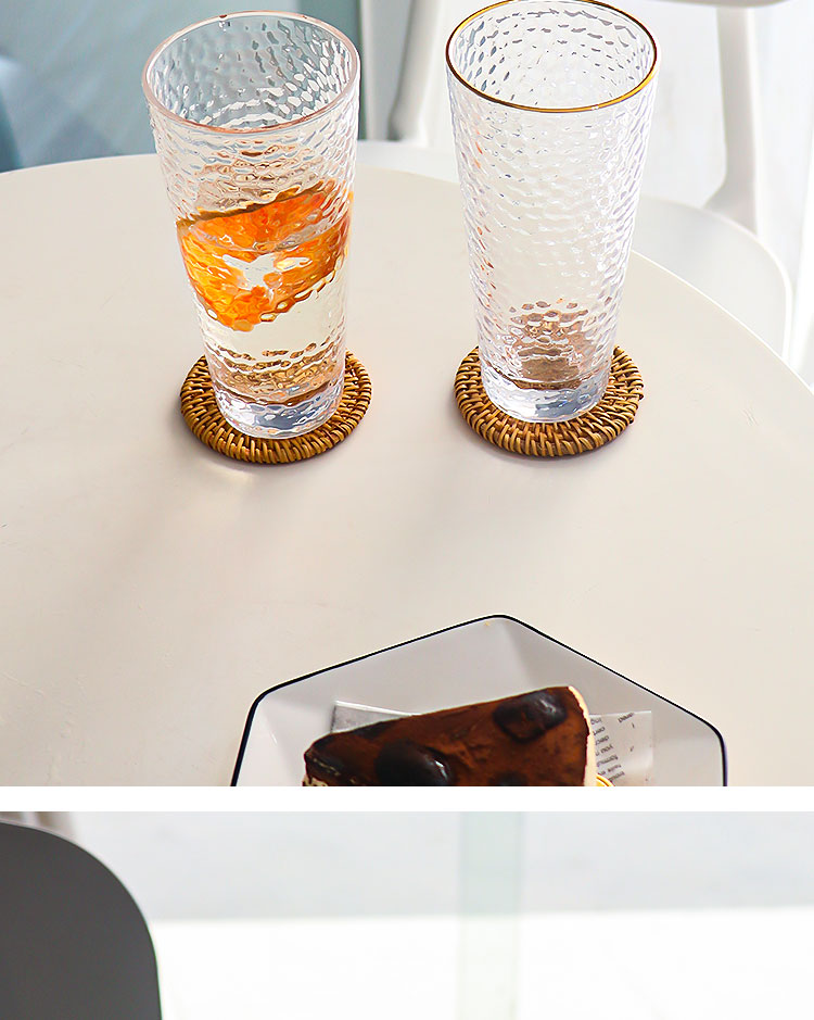 Multi size creative high capacity crystal drinking glasses Whiskey glass cups hammer pattern glass water glasses with gold rim
