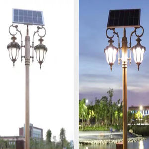 Lampe <span class=keywords><strong>de</strong></span> jardin <span class=keywords><strong>de</strong></span> style européen Lanterne à poteau solaire à motif gracieux Lampe <span class=keywords><strong>de</strong></span> pilier Patio Paysage Chemin Lampes à borne solaire - Product Image 2