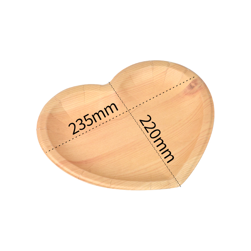 Assiette en forme de cœur à motif de grain de bois