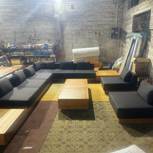 Ensemble de canapés en teck confortable et luxueux pour toutes les saisons, fauteuil pivotant moderne pour salon de villa, mobilier d'extérieur - Product Image 3