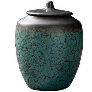 Recipiente de cerámica esmaltada azul celeste con tapa, gran capacidad, hermético, para té Pu Erh, té negro, té verde, uso doméstico - Product Image 5