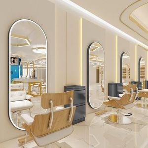 Factory Wholesale Hair Salon Furniture Aluminum Floor <b>Mirror</b> Touch Control <b>Smart</b> LED Beauty Barber Salon Golden <b>Mirrors</b> - Product Image 6