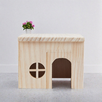 Maison pour lapin en bois massif à motifs, style classique, en contreplaqué écologique, à assembler, abri pour petits animaux