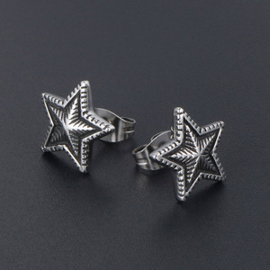 Pendientes con forma de estrella de acero de titanio estilo vintage para hombres y mujeres, joyería de regalo CF091 - Product Image 2