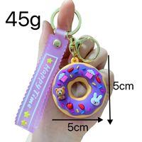 Porte-clés créatif en forme de grand donut de dessin animé, en PVC souple, pendentif de sac 3D en caoutchouc souple motif ours et lapin, accessoires de sac