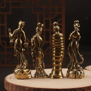 Brass Four Talented Women Figurines 4Pcs Handmade Tabletop <b>Decor</b> Home Office Ornament - Product Image 2