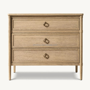 Mesitas de Noche de Estilo Francés Contemporáneo <span class=keywords><strong>Myhome</strong></span> con 3 Cajones, Muebles de Dormitorio de Madera de Roble Macizo de Alta Calidad, Adorno para el Hogar - Product Image 5
