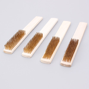 Fabricant vente en gros 6*16 mécanisme de manche en bois brosse en fil de cuivre pur pour polir l'élimination de la rouille nettoyage nettoyage des moules - Product Image 1