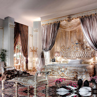 Italienisches Design Luxus Massivholz Kingsize-Bett Handbemalt Manuell Geschnitzt im Französischen Stil Schlafzimmermöbel