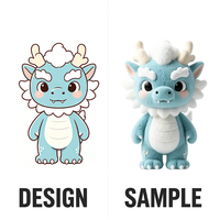 Peluche Dragon Bleu Style Chinois ODM, Version Q Debout, Monstre Mythologique Oriental du Zodiaque, Cadeau Souvenir Promotionnel de Marque