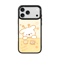 Coque de téléphone AG Feeling Black Edge avec motif chien jaune doré pour iPhone 17, 17 Pro Max, 16 Pro, 15 – Coque magnétique