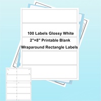 Étiquettes personnalisées en vinyle imperméable blanc brillant 8 2x2 autocollants rectangulaires enveloppants imprimables pour imprimantes laser à jet d'encre