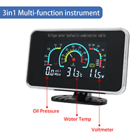 Tableau combiné universel 3 en 1 pour voiture 12V/24V LCD numérique pour camion, voiture, pression d'huile, tension, température de l'eau avec capteurs 1/8 NPT