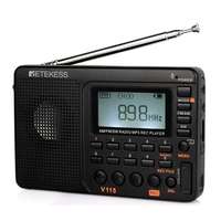 Radio portable V115 AM FM SW, lecteur MP3 1000 mAh, écran LCD, prise en charge multilingue, haut-parleur intégré