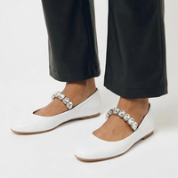 Chaussures plates à bout rond personnalisées avec sangle ornée de cristaux, vente en gros, grandes tailles, ballerines scintillantes pour mariage