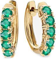 Boucles d'oreilles Huggies brillantes avec serti de diamants ou de pierres précieuses Lingrock pour elle |   Pierre précieuse ronde |   Or massif 18 carats