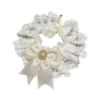 Cat collar, <b>dog</b> bib, white lace wedding dress, pet bib, bow scarf, wedding - Product Image 4