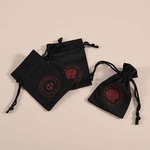 Custom Logo Recyclable Velvet <b>Pouch</b> <b>Small</b> Black Velvet Jewelry Case Promotion Packaging for Watches - Product Image 4