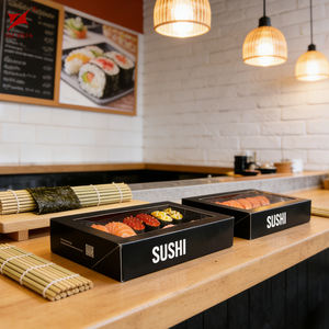 Caja de <span class=keywords><strong>Sushi</strong></span> Desechable Personalizada con Ventana, Mini Caja de <span class=keywords><strong>Sushi</strong></span> para Llevar, Empaque de Papel para <span class=keywords><strong>Sushi</strong></span> - Product Image 1