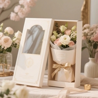 Boîte cadeau créative à fleurs en forme de cœur avec tiroir Boîte surprise à roses pour anniversaire ou anniversaire en papier durable