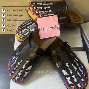 Meckmaly Sandalias de Tacón Personalizadas de Cuero Genuino con Suela de Corcho Birken y Aumento Interno para Mujer, Zapatillas de Una Tira para Uso Exterior - Product Image 3