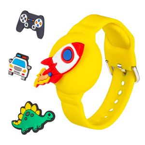 Personnalisable mignon véritable Silicone aimant <span class=keywords><strong>AirTag</strong></span> couverture pour enfants étanche antichoc sangle bricolage luxe porte-carte souple - Product Image 5