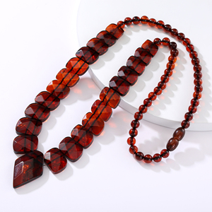 Collar Religioso de Ámbar Báltico Natural Naranja Atardecer de 20g y 49cm con Cuentas Planas Elásticas Tipo Rondelle y Cuerda Decorativa, Regalo - Product Image 6