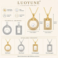 LUOYUNE – collier avec pendentif en perles pour femmes, zircon scintillant, cercle géométrique, carré, bijoux, cadeau, 4 modèles, choix or et argent