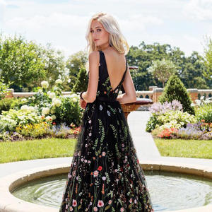 Dq706セクシーなブラックフロントスプリットイブニングドレスレース女性ウエディングドレスパーティーガウンカスタマイズ - Product Image 4