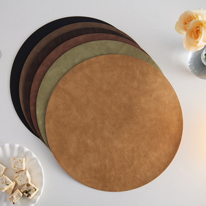 Pu Leather Placemat Round Heat Insulating Oil Resistant <b>Table</b> Mat For Dining Desktop Protection Solid Color - Product Image 1