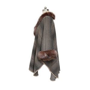 Hochwertige dicke Kunst pelz Poncho <span class=keywords><strong>Vintage</strong></span> zwei Farben kombiniert gestrickte Kunst pelz Kragen Mantel <span class=keywords><strong>Cape</strong></span> - Product Image 1