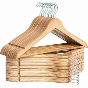Factory Sale <b>Wooden</b> Hanger Single Tier Luxury Classical Style Chromed Metal <b>Hooks</b> Customizable Colors for Wardrobe Bathroom - Product Image 1