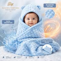 Serviette à capuche pour bébé OEM certifiée OEKO-TEX CPC REACH, en polaire motif tortue dorée, prix usine, vente en gros, fabricant d'emmaillotes 3D matelassées pour nouveau-nés