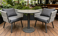 Fauteuil d'extérieur en corde tressée avec coussin pour patio, jardin, balcon